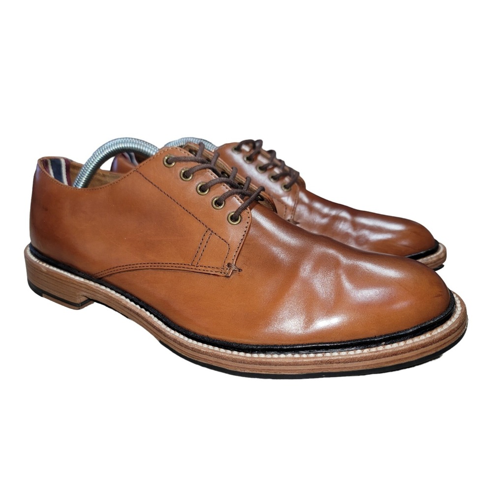J Crew Oar Stripe Men's Brown Leather Derbys Dress Shoes Size 9